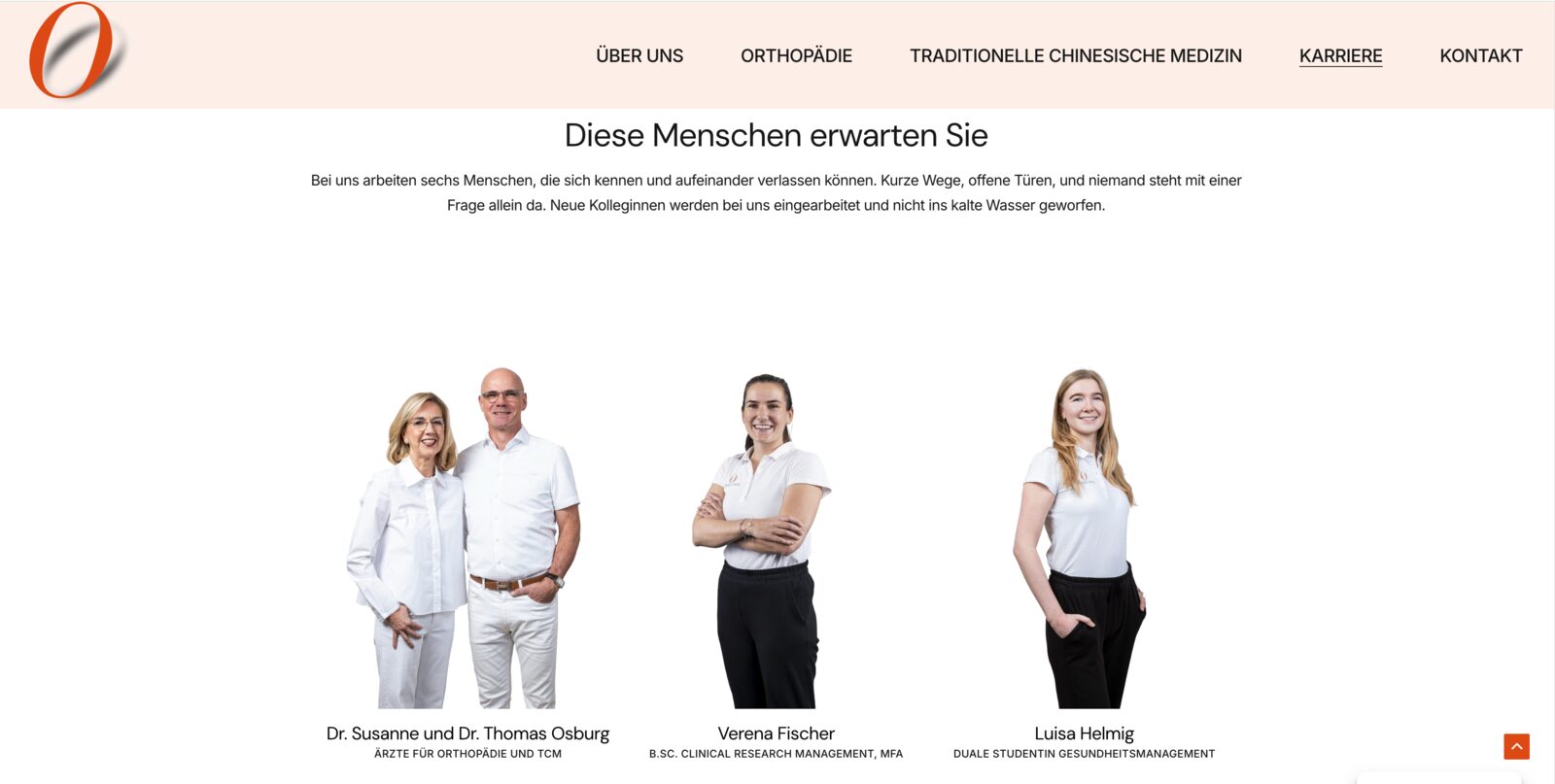 Orthopädie Osburg — Karriereseite und Teamvorstellung, Referenzprojekt von LKS E-Commerce