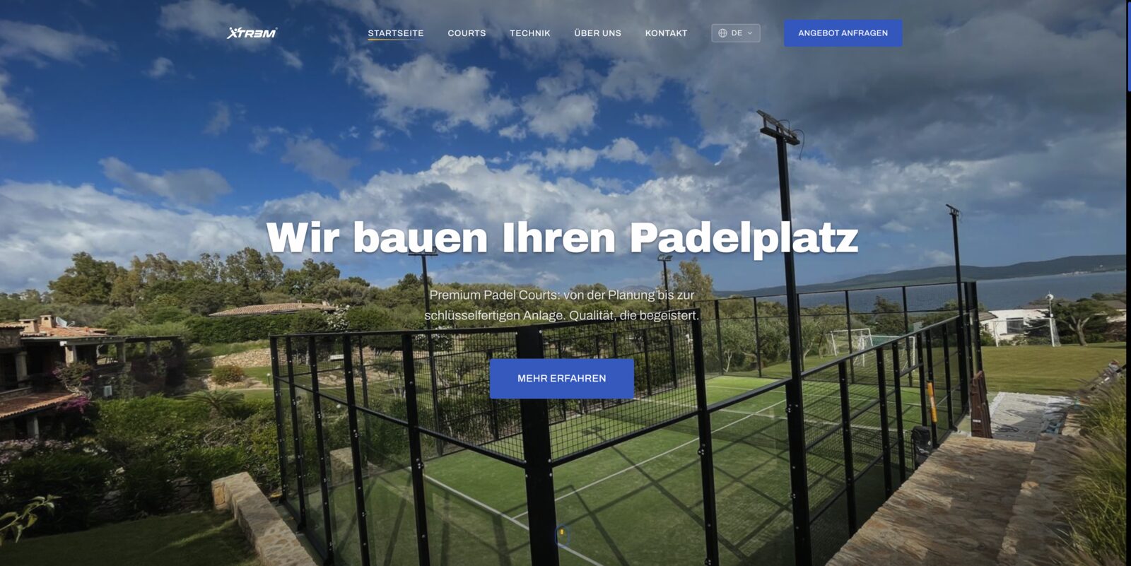XTR3M Sports – Padelplatzbau Webseite Screenshot